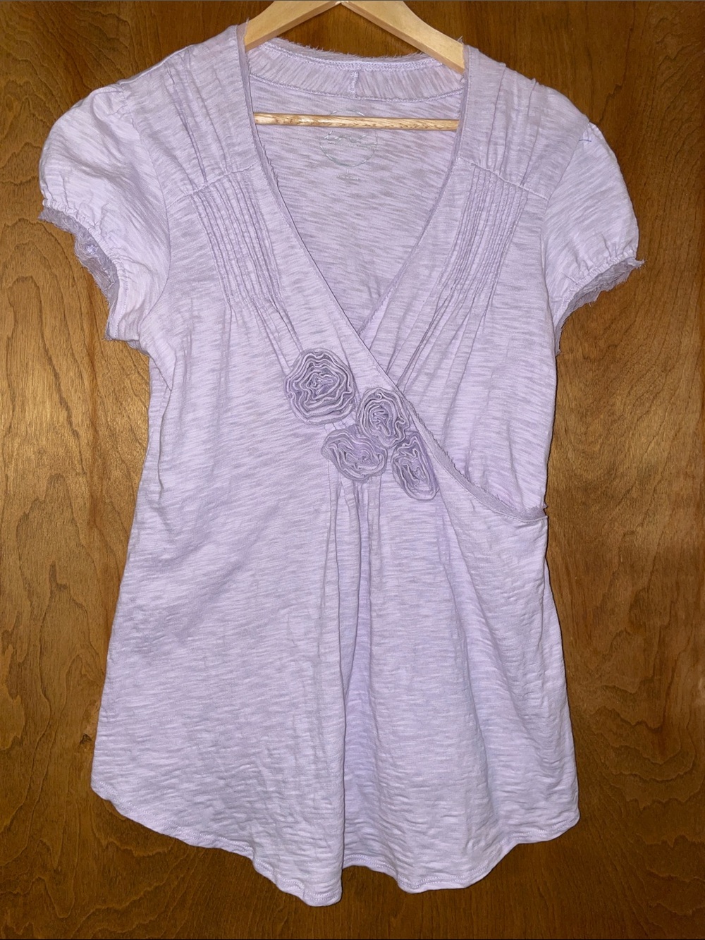 INC International Concepts Women's Lilac Floral-Accent Wrap Top, Large
